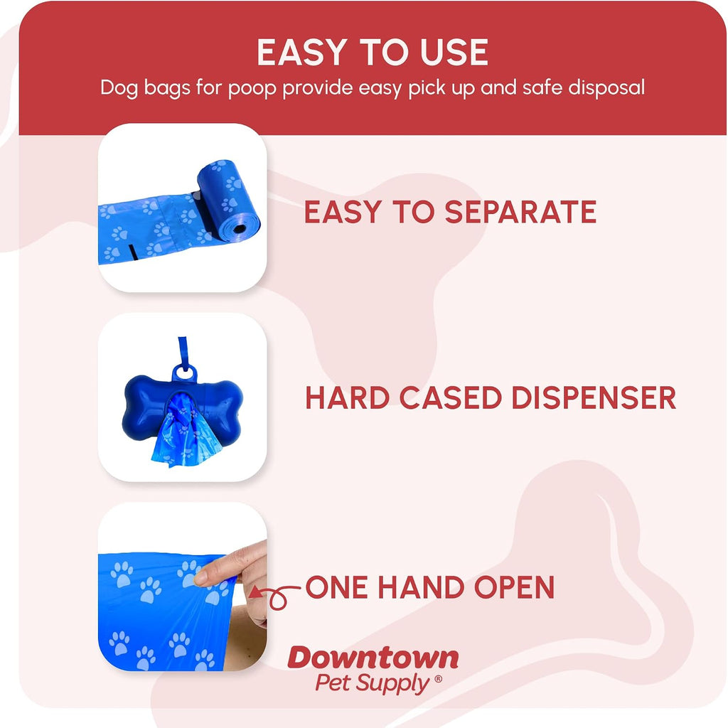 Rainbow Paw Print Poop Bags (2200 CT & 2 Dispensers) - Leak-Proof, Unscented, Clips to Leashes & Harnesses