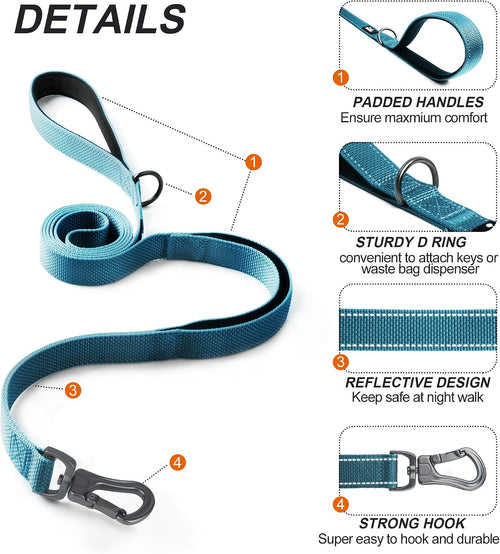 6FT 1IN Heavy Duty Dog Leash for Large Dogs with 2 Padded Handles