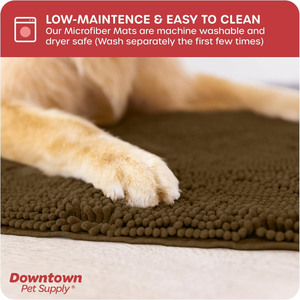 Dog Mud Mat, 31" X 20" Brown – Thick Microfiber Entry Rug for Snow, Mud & Salt – Absorbent, Quick-Dry, Washer-Safe & Non-Slip, Medium